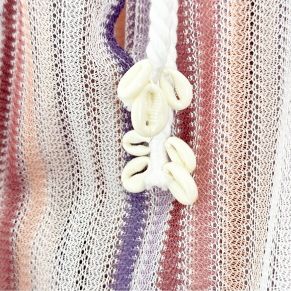 New Haute Hippie chevron stripe mesh crochet swim coverup size L - Picture 3 of 5